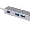 Equip USB-C į 4 prievadų USB 3.0 šakotuvas, USB 3.2 Gen 1 (3.1 Gen 1) Type-C, USB 3.2 Gen 1 (3.1 Gen 1) Type-A, 5000 Mbit/s, sidabrinis, aliuminis, Windows 10, Windows 7, Windows 8