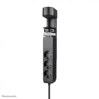 Neomounts DS22-840BL6 stalo lizdas su spaustuku, USB-C ir USB-A prievadais – greitas įkrovimas