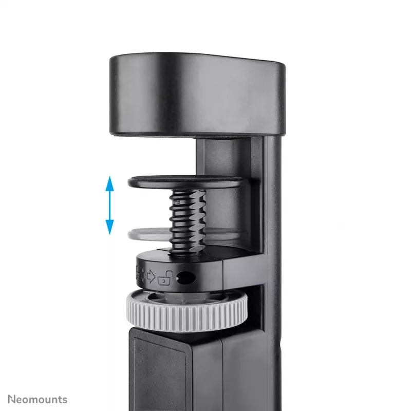 Neomounts DS22-840BL6 stalo lizdas su spaustuku, USB-C ir USB-A prievadais – greitas įkrovimas