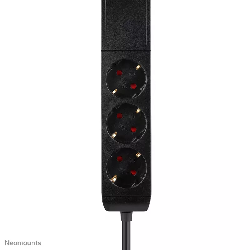 Neomounts DS22-840BL6 stalo lizdas su spaustuku, USB-C ir USB-A prievadais – greitas įkrovimas