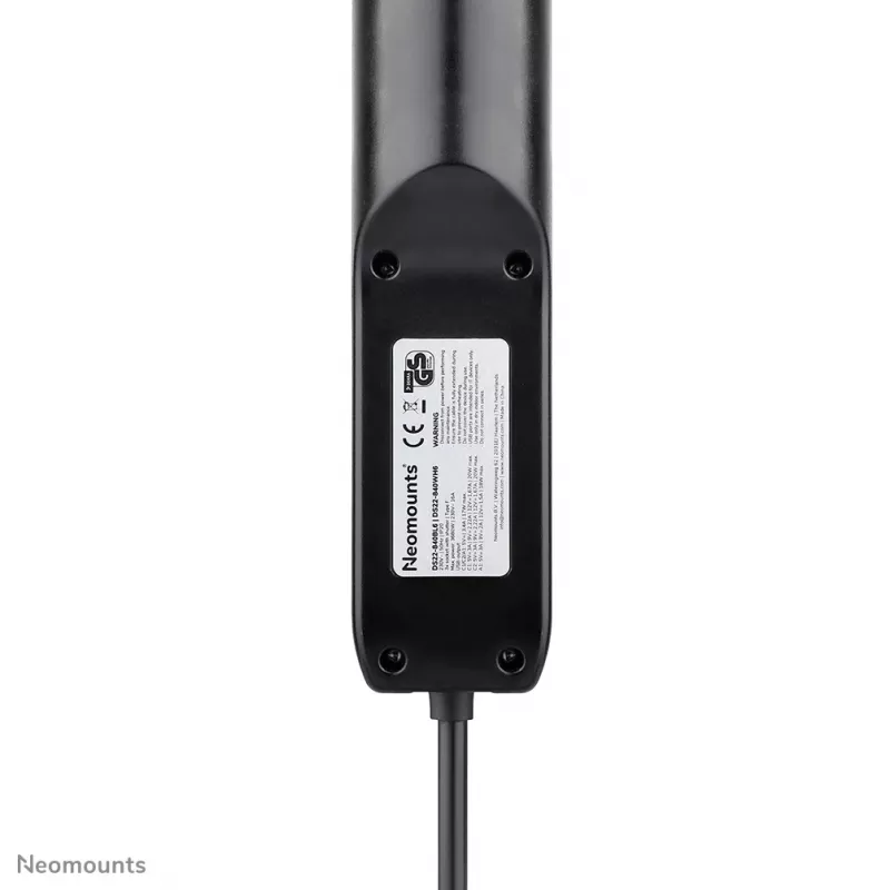 Neomounts DS22-840BL6 stalo lizdas su spaustuku, USB-C ir USB-A prievadais – greitas įkrovimas
