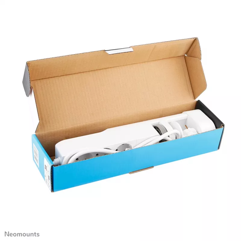 Neomounts DS22-840WH6 stalinis lizdas su spaustuvu, USB-C ir USB-A prievadais – greitasis įkrovimas