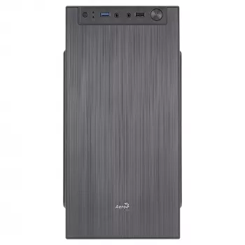 Aerocool CS108BKV1 Kompaktiška Micro ATX PC korpusas, aliuminio šlifuotas, 80 mm ventiliatorius, juodas
