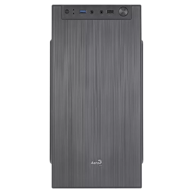 Aerocool CS108BKV1 Kompaktiška Micro ATX PC korpusas, aliuminio šlifuotas, 80 mm ventiliatorius, juodas