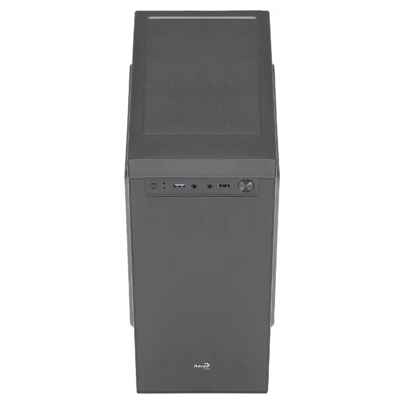 Aerocool CS108BKV1 Kompaktiška Micro ATX PC korpusas, aliuminio šlifuotas, 80 mm ventiliatorius, juodas