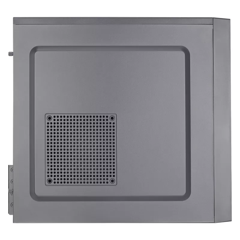 Aerocool CS108BKV1 Kompaktiška Micro ATX PC korpusas, aliuminio šlifuotas, 80 mm ventiliatorius, juodas