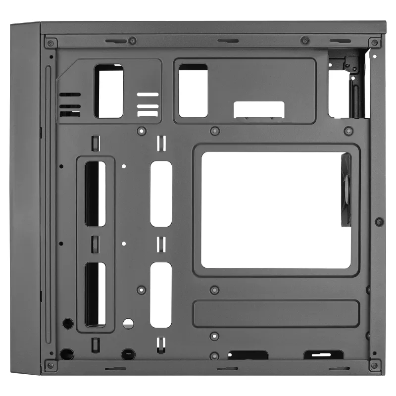 Aerocool CS108BKV1 Kompaktiška Micro ATX PC korpusas, aliuminio šlifuotas, 80 mm ventiliatorius, juodas