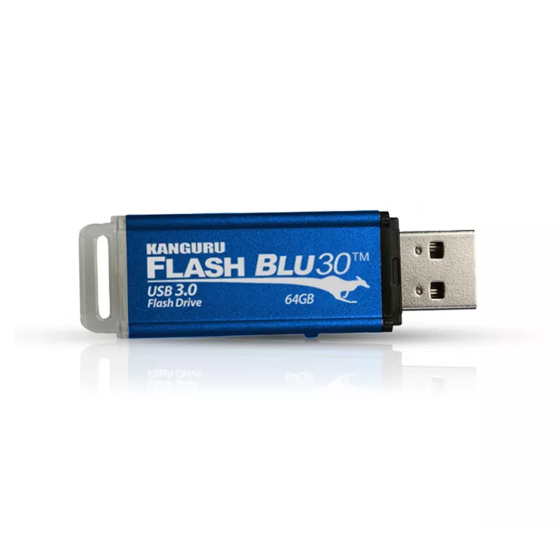 Kanguru FlashBlu30 SuperSpeed USB3.0 16GB | Apsaugotas USB atmintinė | Fizinis įrašymo apsaugos jungiklis | Suderinama su Windows „Ready Boost“