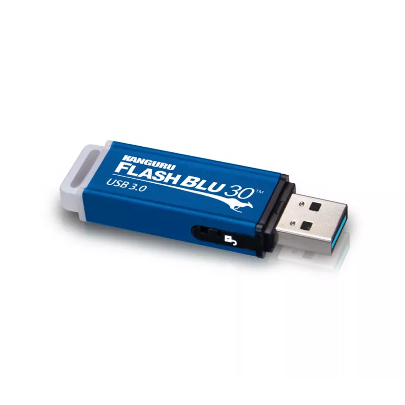 Kanguru FlashBlu30 SuperSpeed USB3.0 16GB | Apsaugotas USB atmintinė | Fizinis įrašymo apsaugos jungiklis | Suderinama su Windows „Ready Boost“