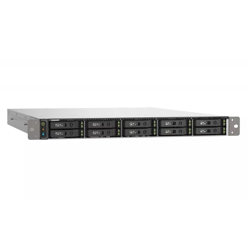 QNAP TS-h1090FU NAS Rack (1U) EPYC 7232P 64 GB DDR4 0 TB QuTS hero Juoda, Pilka