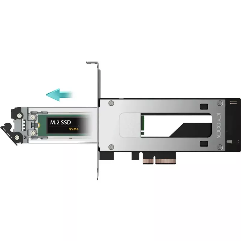 PCIe NVMe M.2 adapterio kortelė icy dock MB840M5P-B, juoda/sidabrinė
