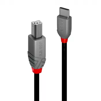 Lindy 3 m USB 2.0 Type C į B kabelis, Anthra Line, 3 m, USB C, USB B, USB 2.0, 0.48 Gbit/s, juodas