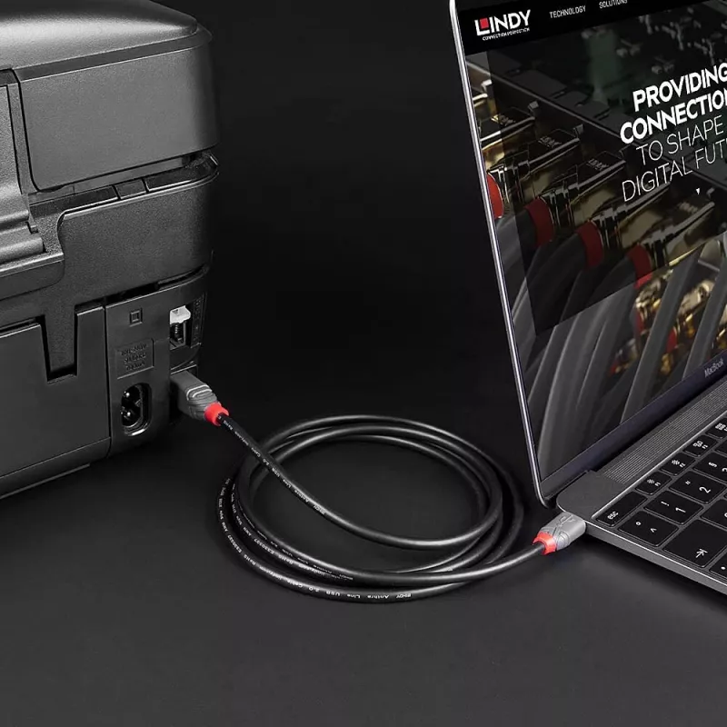 Lindy 3 m USB 2.0 Type C į B kabelis, Anthra Line, 3 m, USB C, USB B, USB 2.0, 0.48 Gbit/s, juodas