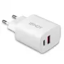 Vidinis įkroviklis Lindy 73413 — universalus AC 100–240 V, išėjimas 12 V 3 A, USB-A + USB-C, balta