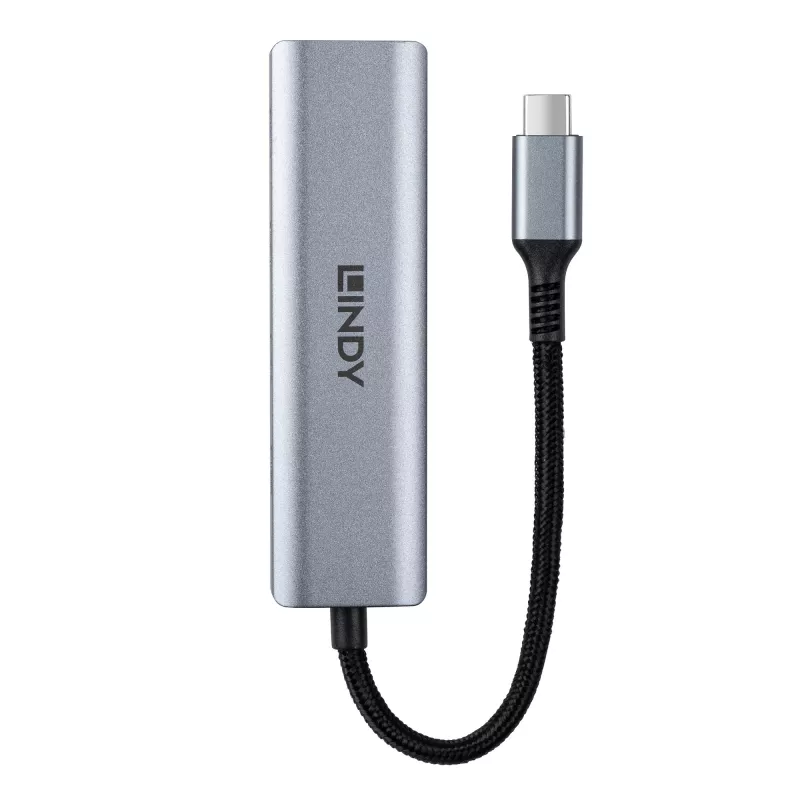 Lindy 4 prievadų USB 3.2 Gen 2 Type C šakotuvas, USB 3.2 Gen 2 (3.1 Gen 2) Type-C, USB 3.2 Gen 2 (3.1 Gen 2) Type-C, 10000 Mbit/s, pilka, aliuminis, plastikas, apvalus laidas