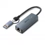 Lindy USB 3.2 Gen 1 į 5G Ethernet konverteris, USB 3.2 Gen 2 (3.1 Gen 2) Type-C, 5000 Mbit/s, Pilka, Aliuminis, Plastikas, Apvalus kabelis, 0,15 m