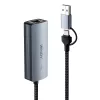 Lindy USB 3.2 Gen 1 į 5G Ethernet konverteris, USB 3.2 Gen 2 (3.1 Gen 2) Type-C, 5000 Mbit/s, Pilka, Aliuminis, Plastikas, Apvalus kabelis, 0,15 m