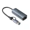 Lindy USB 3.2 Gen 1 į 5G Ethernet konverteris, USB 3.2 Gen 2 (3.1 Gen 2) Type-C, 5000 Mbit/s, Pilka, Aliuminis, Plastikas, Apvalus kabelis, 0,15 m