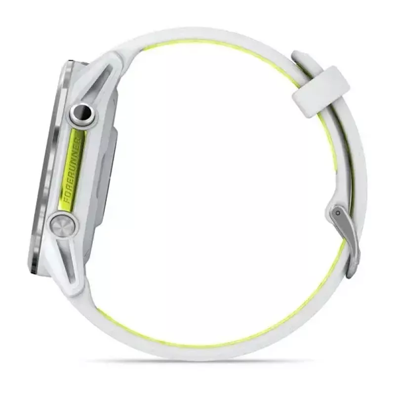 Išmanusis laikrodis IFIT ICON Forerunner 970 — 1,4 colio (3,56 cm) AMOLED 454×454, GPS, Wi‑Fi, titano korpusas, silikoninis dirželis (balta/geltona), 56 g