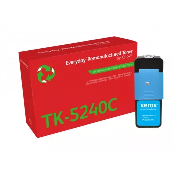 Everyday™ žydras perdirbtas dažų miltelių kasetė, pagaminta Xerox, suderinama su Kyocera TK-5240C, standartinės talpos