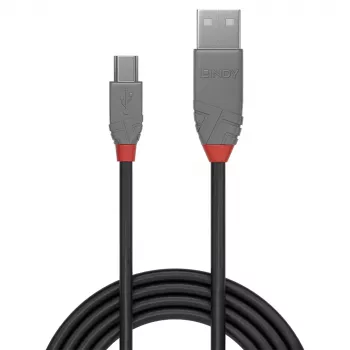 Lindy 0,2 m USB 2.0 Type A į Mini-B kabelis, Anthra Line