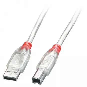 Lindy 2m USB 2.0 laidas - A tipo į B tipo, permatomas