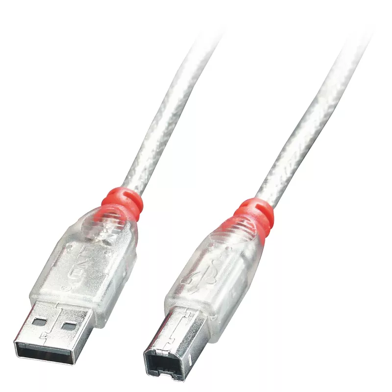 Lindy 2m USB 2.0 laidas - A tipo į B tipo, permatomas