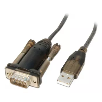 Lindy USB į nuosekliojo prievado keitiklis Lite, pilka, permatoma, 1,5 m, USB Type-A, RS-232, vyriška, vyriška