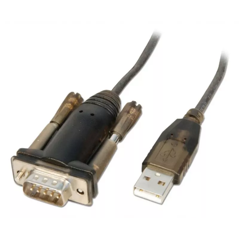 Lindy USB į nuosekliojo prievado keitiklis Lite, pilka, permatoma, 1,5 m, USB Type-A, RS-232, vyriška, vyriška