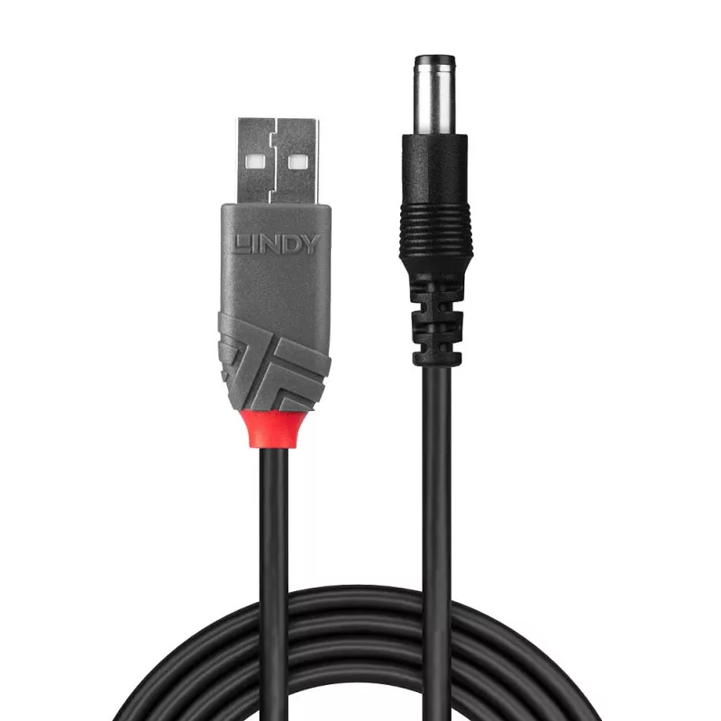 Lindy USB 2.0 A tipo į 5,5 mm DC kabelis, 1,5 m