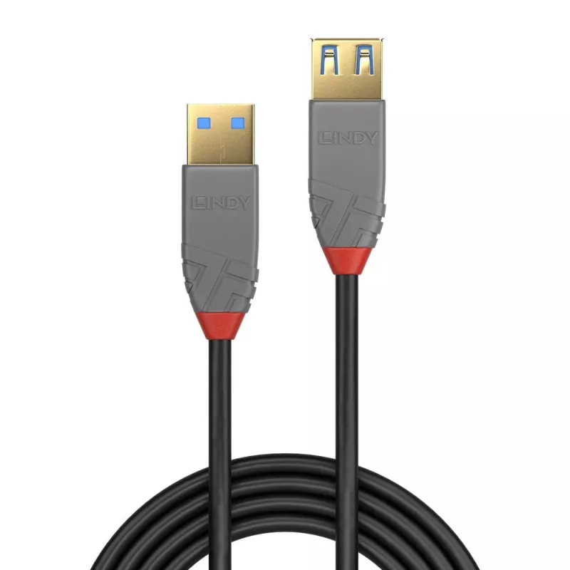 Lindy 1 m USB 3.2 Type A prailginimo laidas, 5 Gbps, Anthra Line