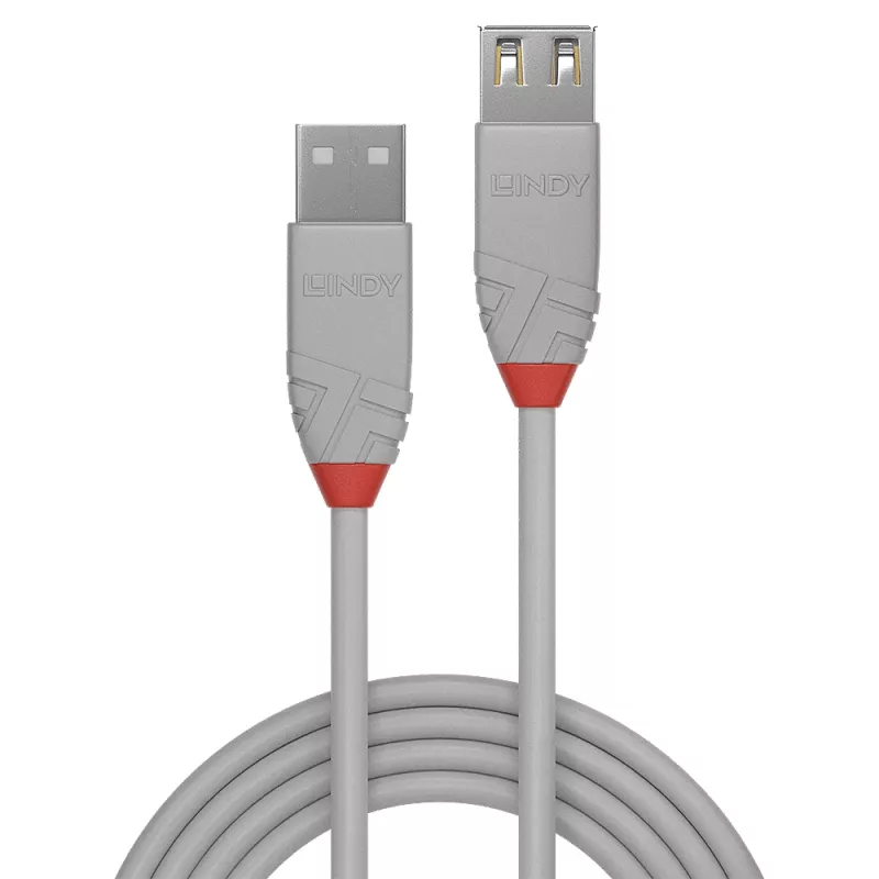 Lindy 2 m USB 2.0 Type A ilginimo kabelis, Anthra Line, pilkas