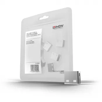 Prievado blokatorius Lindy USB Port Blocker (be rakto) pakuotėje 10 vnt. spalvos kodas balta