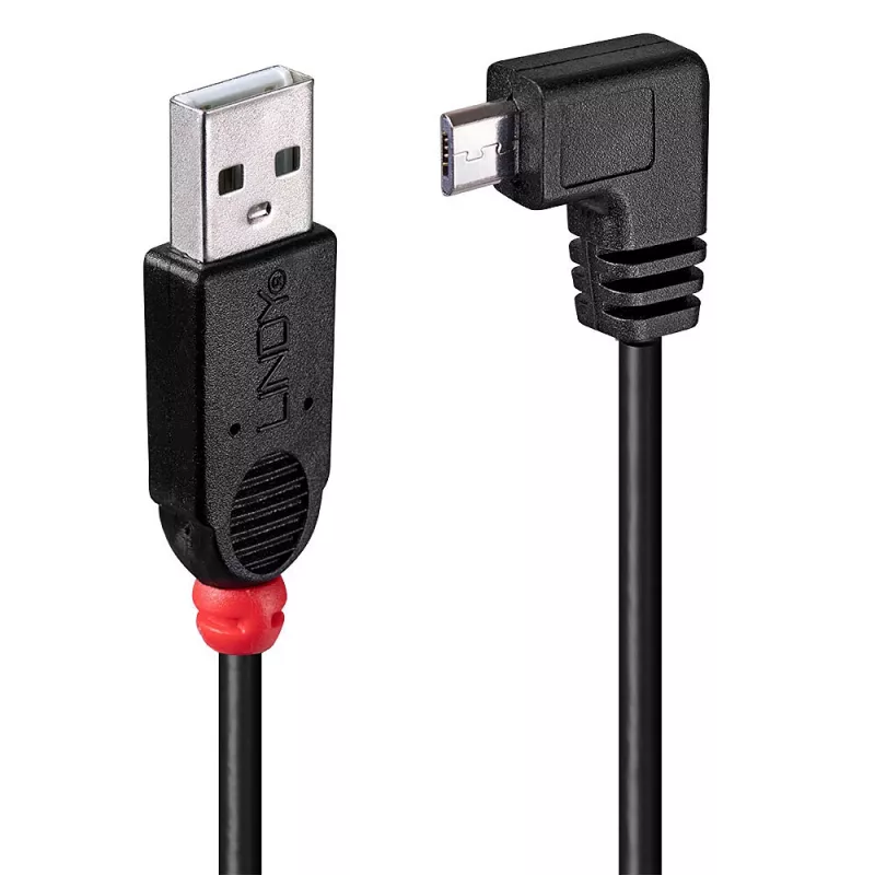 Lindy 2 m USB 2.0 laidas – A tipo į „Micro-B“ laidą, 90 laipsnių stačiu kampu
