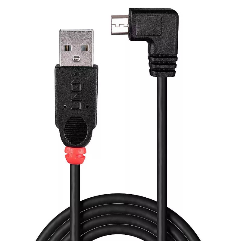 Lindy 2 m USB 2.0 laidas – A tipo į „Micro-B“ laidą, 90 laipsnių stačiu kampu