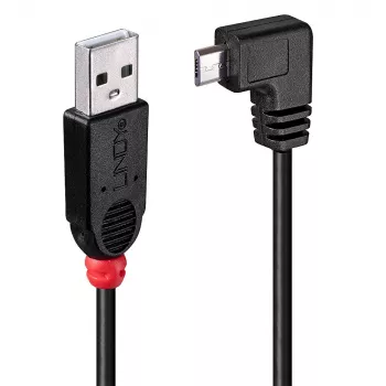 Lindy 0,5 m USB 2.0 laidas – A tipo į Micro-B laidą, 90 laipsnių stačiu kampu
