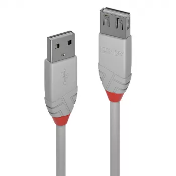 “Lindy” 0,2 m USB 2.0 A tipo ilginimo laidas, “Anthra Line”, pilkas