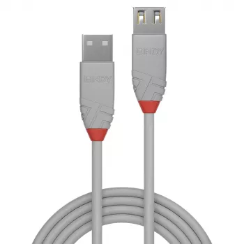 “Lindy” 0,2 m USB 2.0 A tipo ilginimo laidas, “Anthra Line”, pilkas