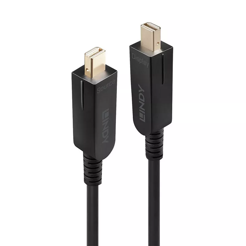 Lindy 20m optinio pluošto hibridinis Mini DisplayPort 1.4 kabelis su nuimamomis DP jungtimis