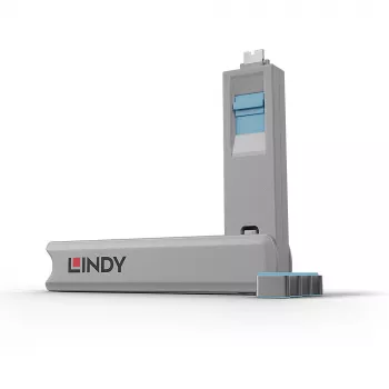 Porto blokatorius Lindy USB Type C raktų rinkinys 4 vnt. mėlynas
