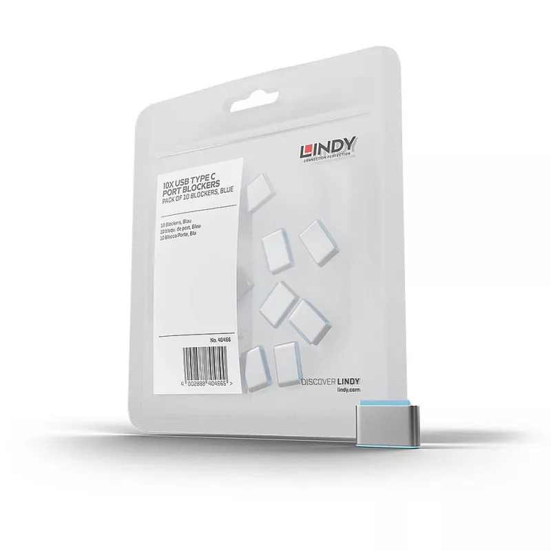 Port blocker Lindy USB Type C Port Blokatoriai Be Rakto Pakuotėje 10 Vnt. Mėlyni