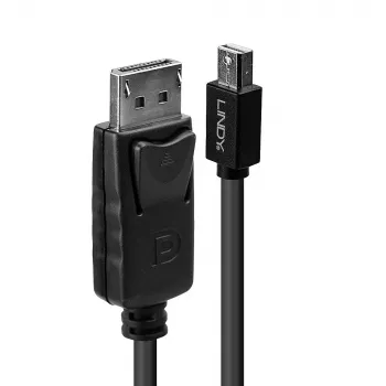 Lindy 3 m Mini DisplayPort kištukas į DisplayPort kištuką, juodas, 3 m, Mini DisplayPort, DisplayPort, kištukas, kištukas, 2560 x 1600 pikselių
