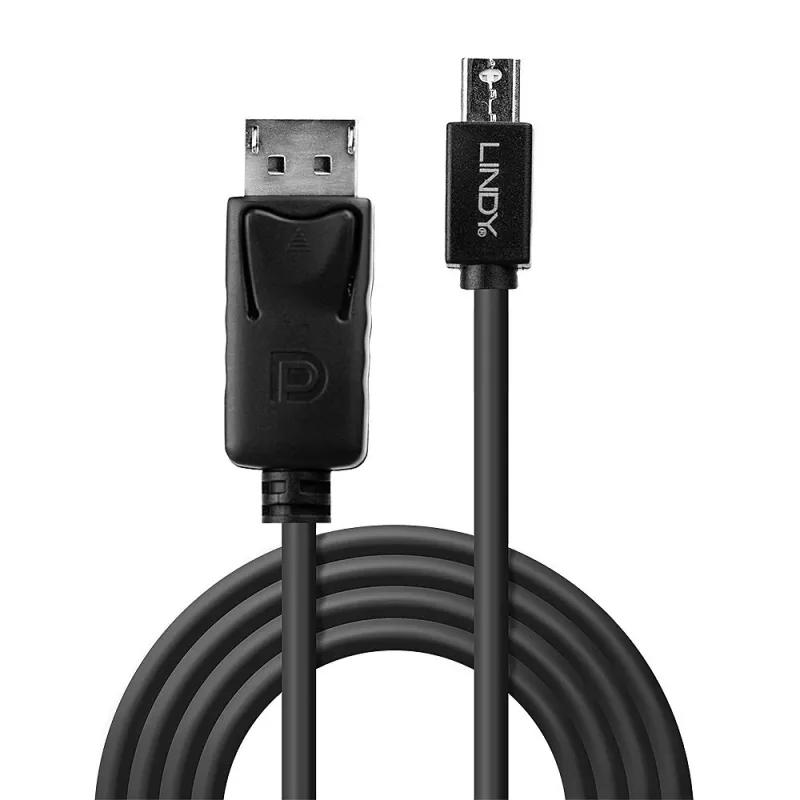 Lindy 3 m Mini DisplayPort kištukas į DisplayPort kištuką, juodas, 3 m, Mini DisplayPort, DisplayPort, kištukas, kištukas, 2560 x 1600 pikselių