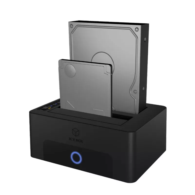 ICY BOX 2 vietų prijungimo ir klonavimo stotis 2,5 col. arba 3,5 col. SATA diskams prie USB 3.0 kompiuterio