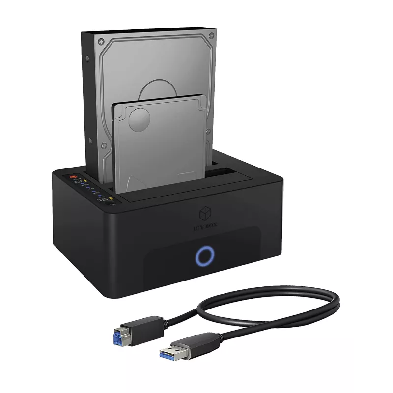 ICY BOX 2 vietų prijungimo ir klonavimo stotis 2,5 col. arba 3,5 col. SATA diskams prie USB 3.0 kompiuterio