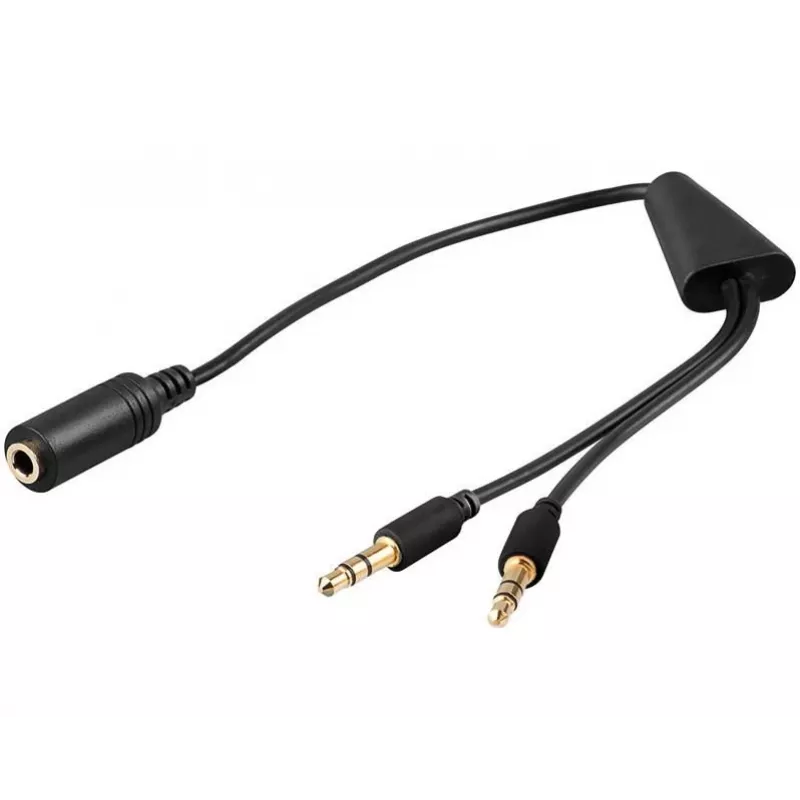 Garso laidas Microconnect AUDAL 0,4 m 2x3,5 mm kištukas į 3,5 mm lizdą juodas