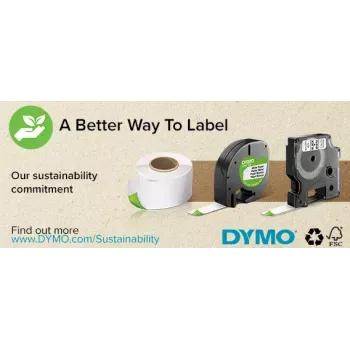 DYMO Authentic D1 etiketės | 9 mm x 7 m ritinėlis | Juoda spauda ant balto | Lipnios etiketės, skirtos LabelManager etikečių spausdintuvams | 10 vnt.