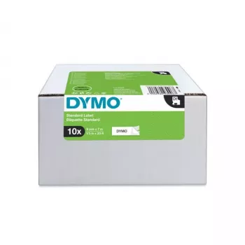 DYMO Authentic D1 etiketės | 9 mm x 7 m ritinėlis | Juoda spauda ant balto | Lipnios etiketės, skirtos LabelManager etikečių spausdintuvams | 10 vnt.