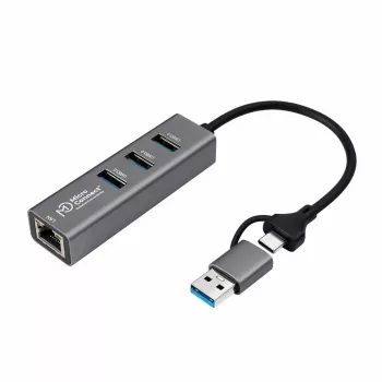 Microconnect USBHUB-RJ45-2IN1 sąsajos šakotuvas USB 3.2 Gen 1 (3.1 Gen 1) Type-A 5000 Mbit/s juodas