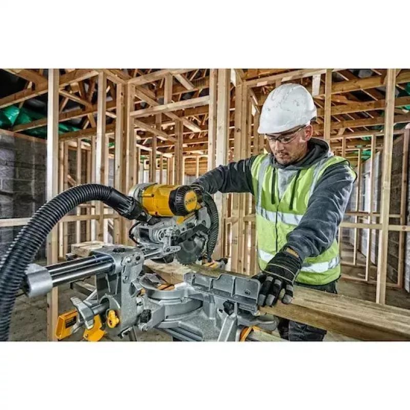 Kampinis pjūklas DeWALT DWS727-QS, stacionarus sudėtinis kampinis pjūklas, svoris 22 kg, aukštis 460 mm